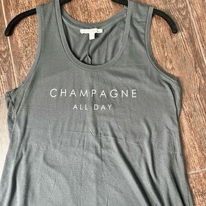 Express One Eleven Champagne All Day Graphic Gray Tank Top Size Small